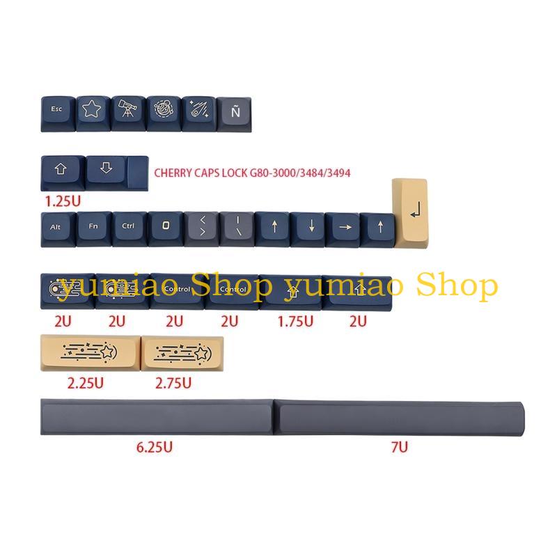 Keycaps Xda Profile Pbt Dye Sub - 587B สำหรับตัวพิมพ์ใหญ่ 133-Key Dye Sublimation PBT