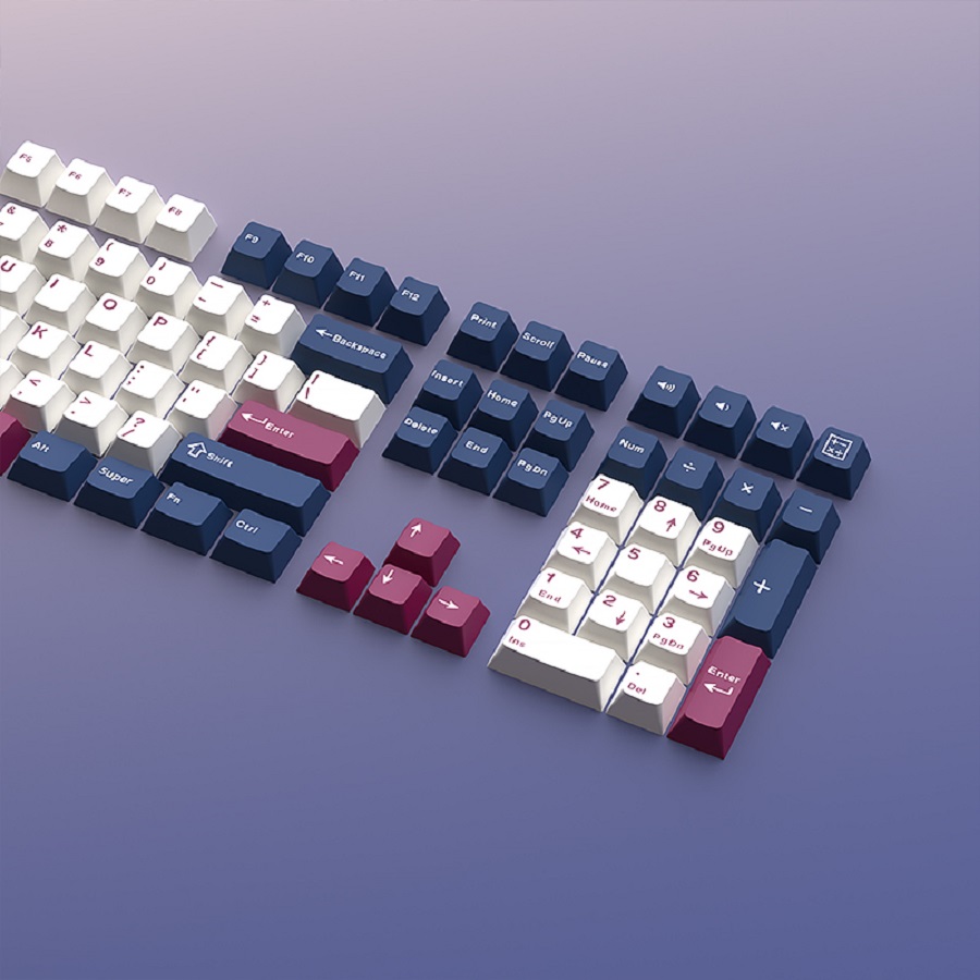 Keycaps Pbt Double Shot 104 Keys - คีย์แคป 126 ปุ่ม Warrior สีน้ำเงิน-ขาว แบบ