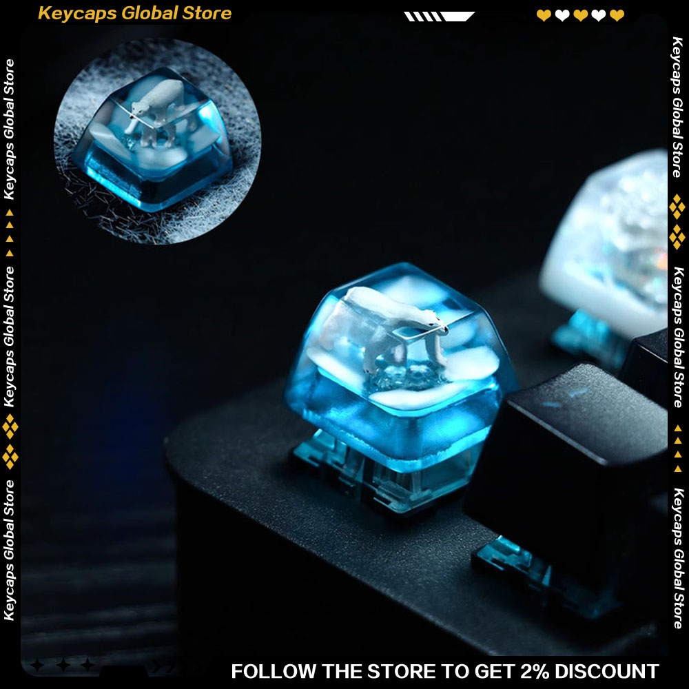 Keycaps Artisan Resin Handmade - Original Glacier หมีขั้วโลก Keycap เรซิ่น Creative