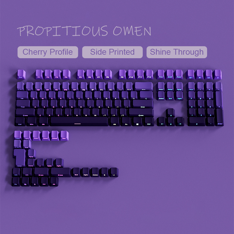 Keycaps Cherry Profile Pbt - โปรไฟล์เชอร์รี่ด้านข้างพิมพ์ RGB Backlit Keycaps 135 คีย์สีม่วง