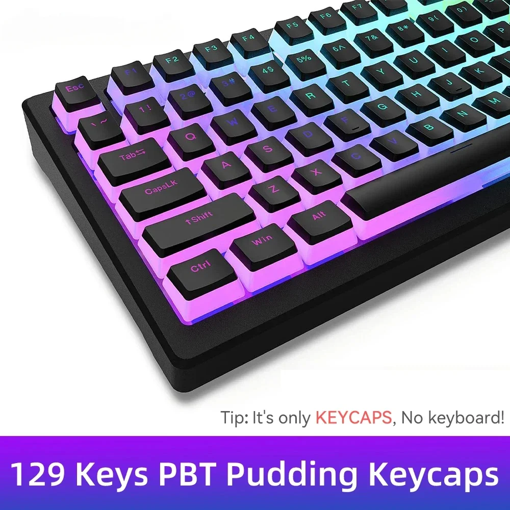 Keycaps Translucent Pudding Rgb - 2025 พุดดิ้ง PBT Keycaps 129 คีย์