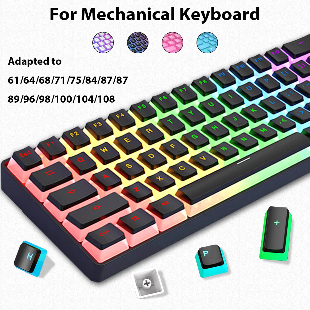 Keycaps Pbt Double Shot 104 Keys - 129 คีย์พุดดิ้ง Keycaps PBT Double Shot