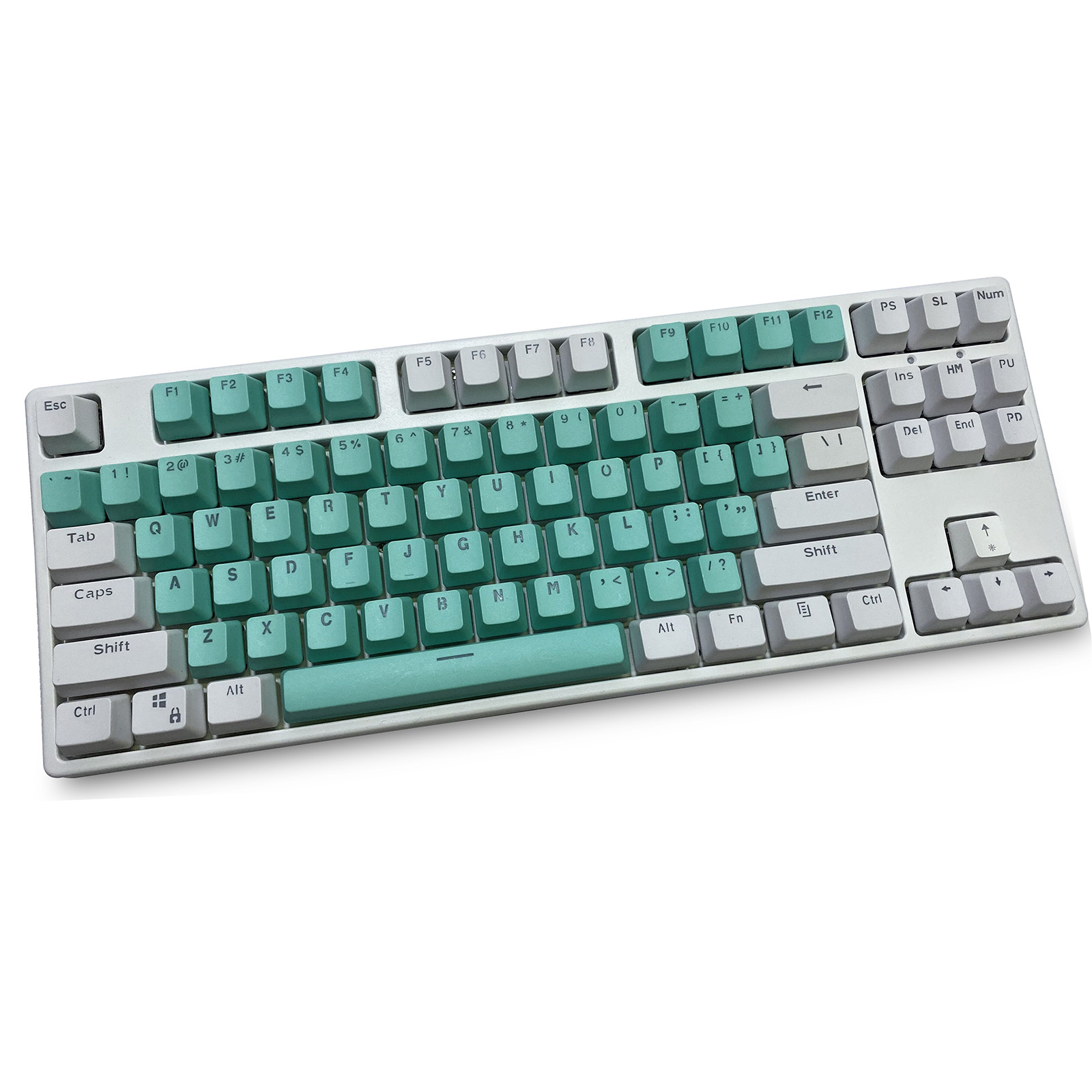 Keycaps Oem Profile 87 Keys - คีย์แคป PBT สีขาว-ฟ้า โปรไฟล์ OEM แบบ