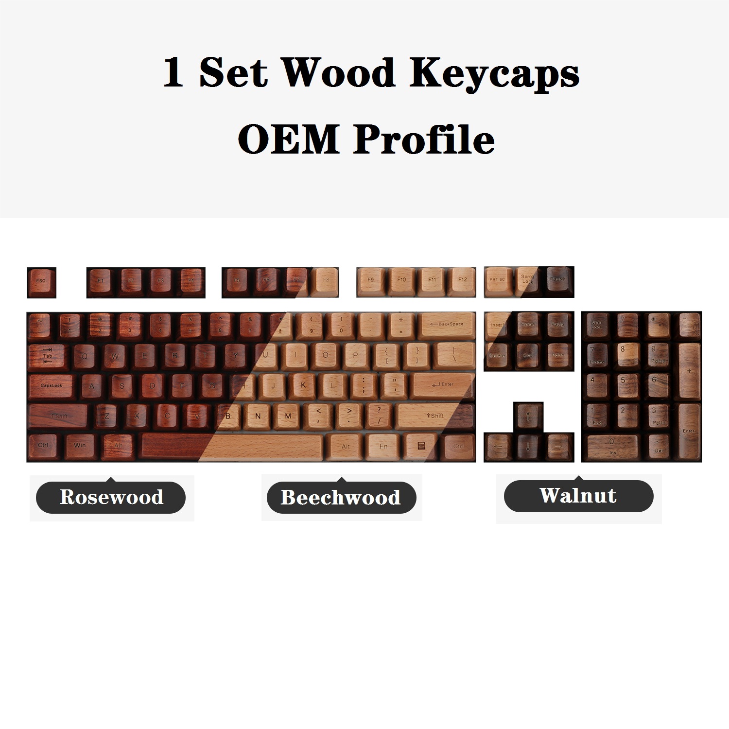 1ชุด61/87/104/108 Walunt Rosew - Keycaps Oem Profile 87 Keys บทวิจารณ์และราคา