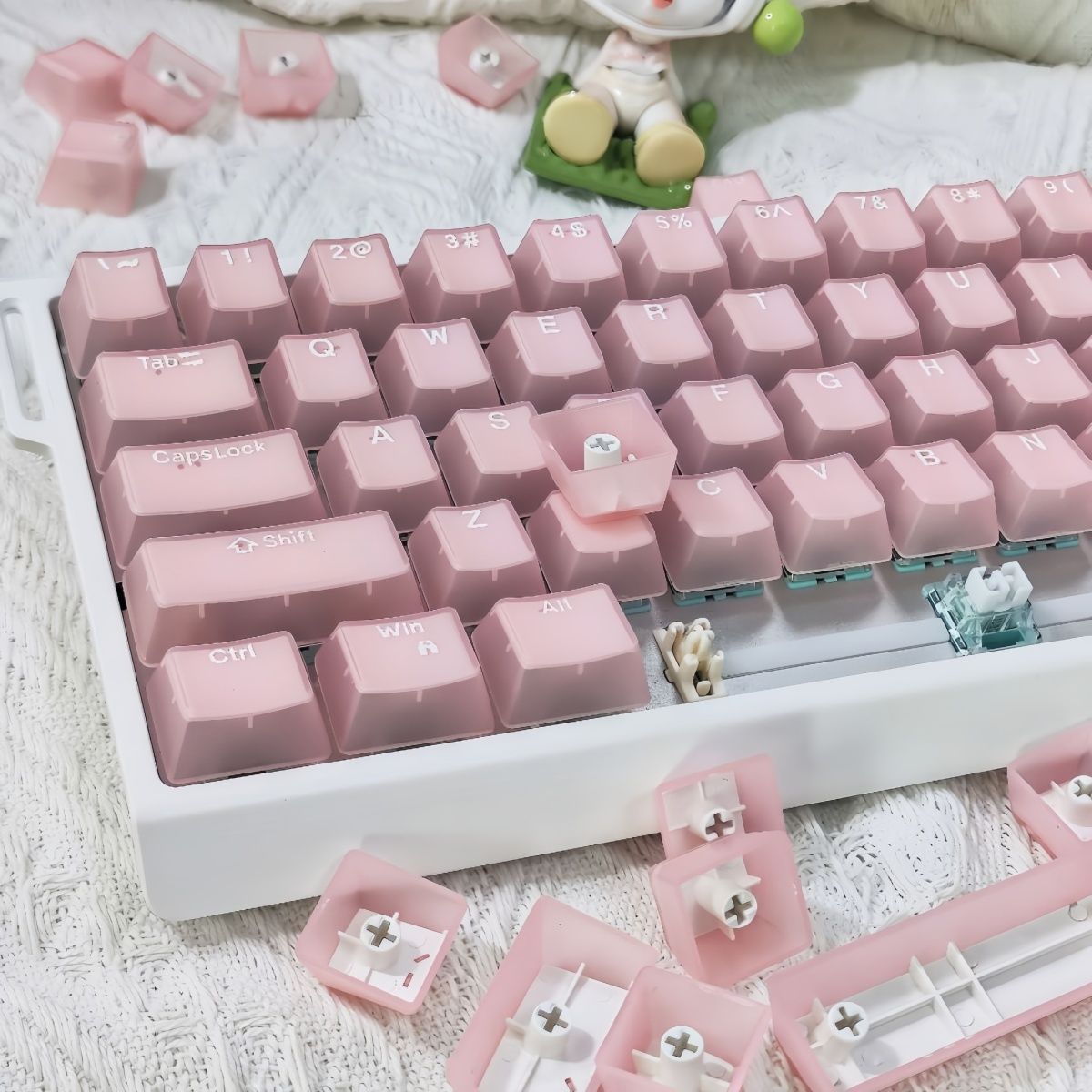 คีย์แคปสีชมพูหยกโปร่งแสง โปรไฟ - Keycaps Translucent Pudding Rgb บทวิจารณ์และราคา