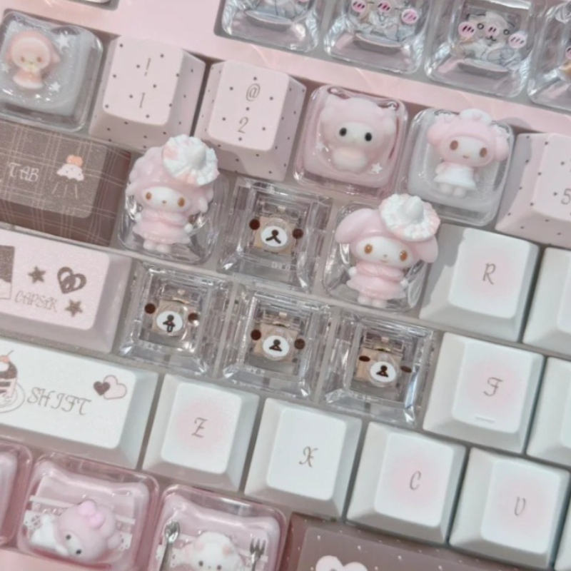 4 ชิ้น คีย์แคปใสลายการ์ตูนหมีร - Keycaps Cherry Profile Pbt บทวิจารณ์และราคา